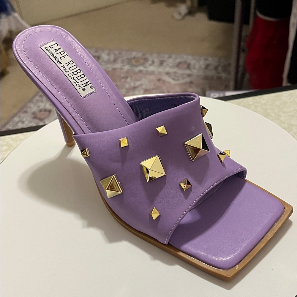 Cape Robbin Purple Mules with Silver Details
